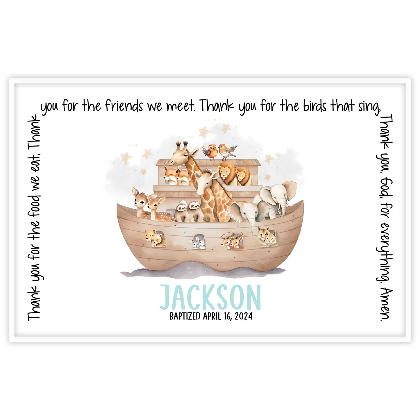 Noah's Ark Boy Watercolor Grace Placemat
