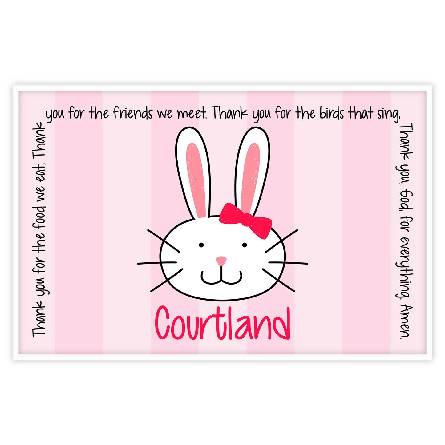 Bunny Face Girl Easter Personalized Grace Placemat