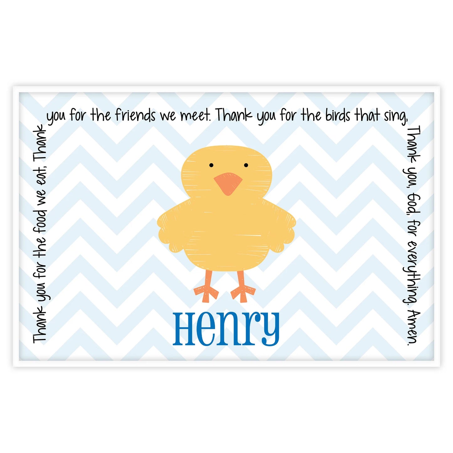 Chick Boy Chevron Easter Personalized Grace Placemat