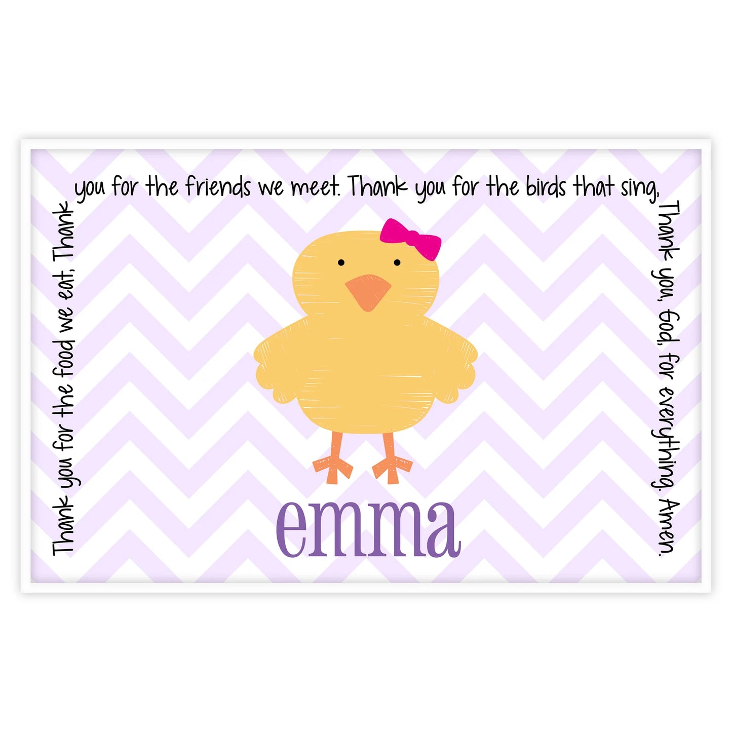 Chick Girl Chevron Easter Personalized Grace Placemat