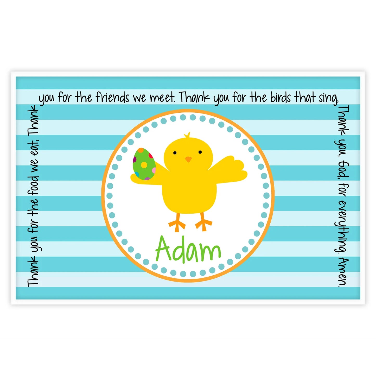 Egg Chick Boy Easter Personalized Grace Placemat
