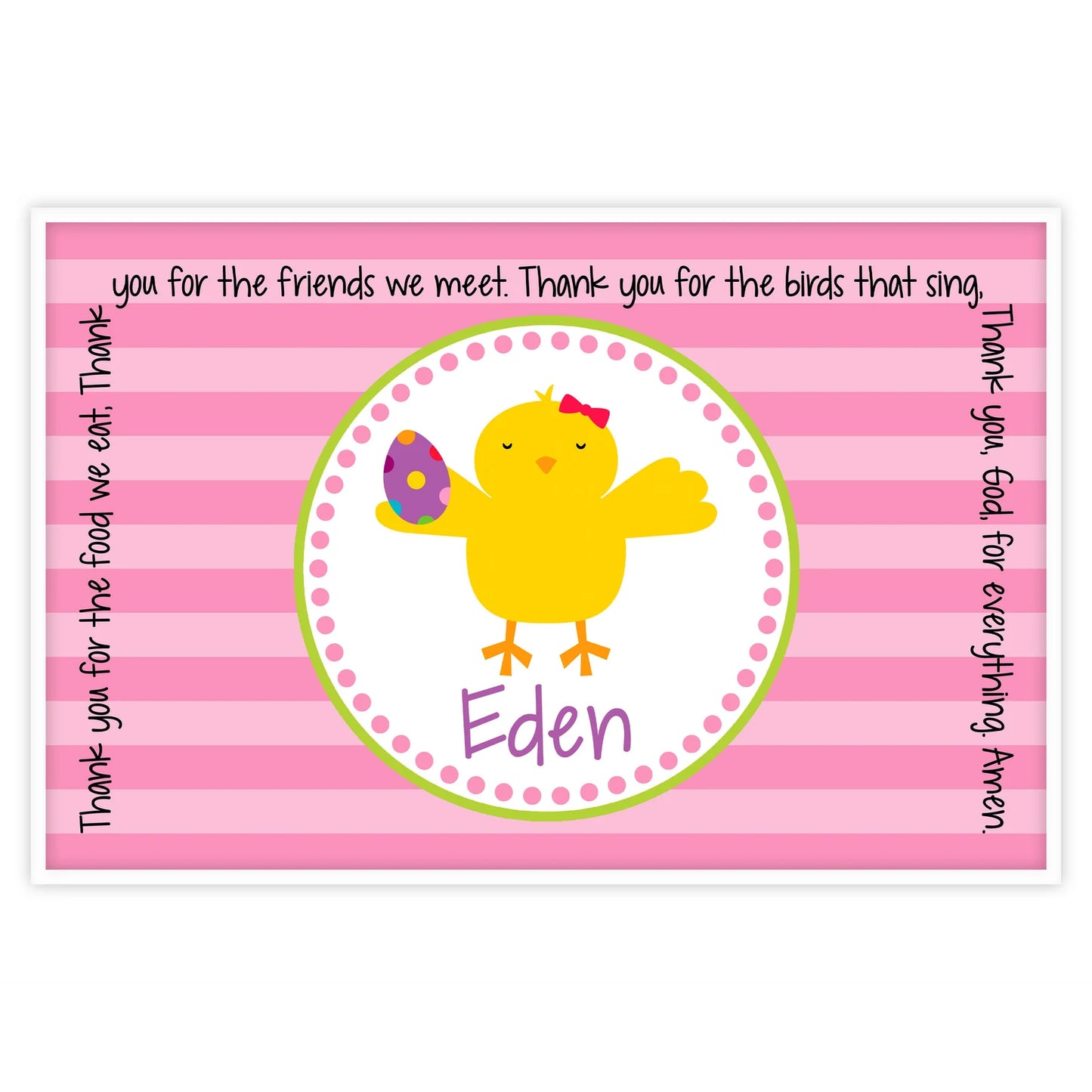 Egg Chick Girl Easter Personalized Grace Placemat