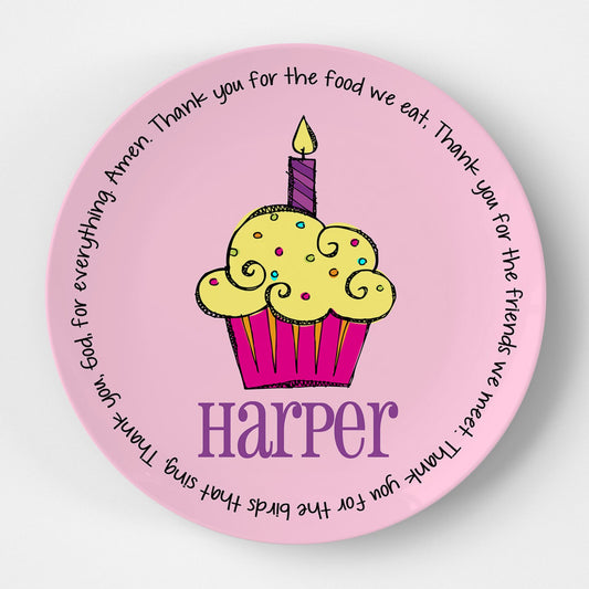 Cupcake Candle Girl Grace Plate