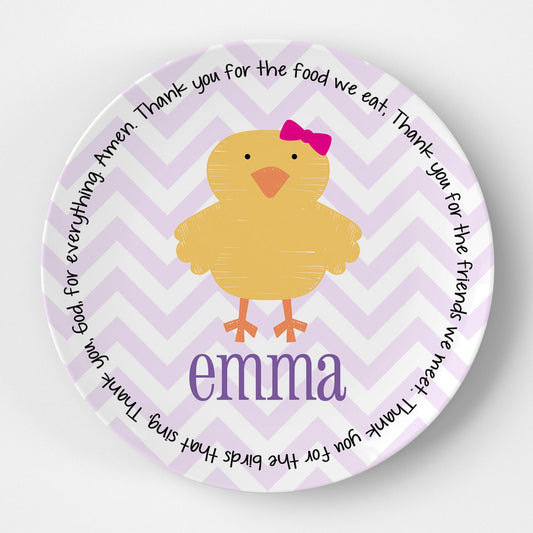 Chick Chevron Girl Grace Plate