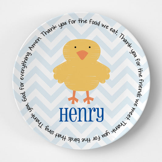 Chick Chevron Boy Grace Plate