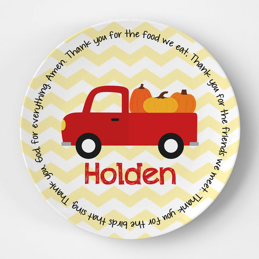 Fall Red Truck Grace Plate