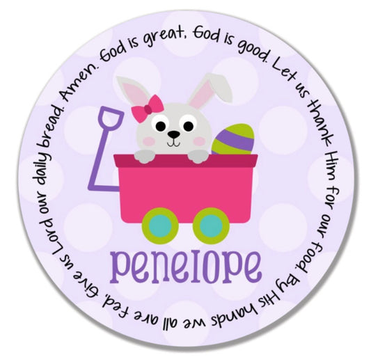 Bunny Wagon Girl Grace Plate