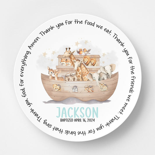 Noah's Ark Boy Watercolor Grace Plate