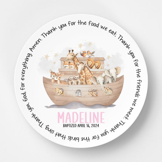 Noah's Ark Girl Watercolor Grace Plate