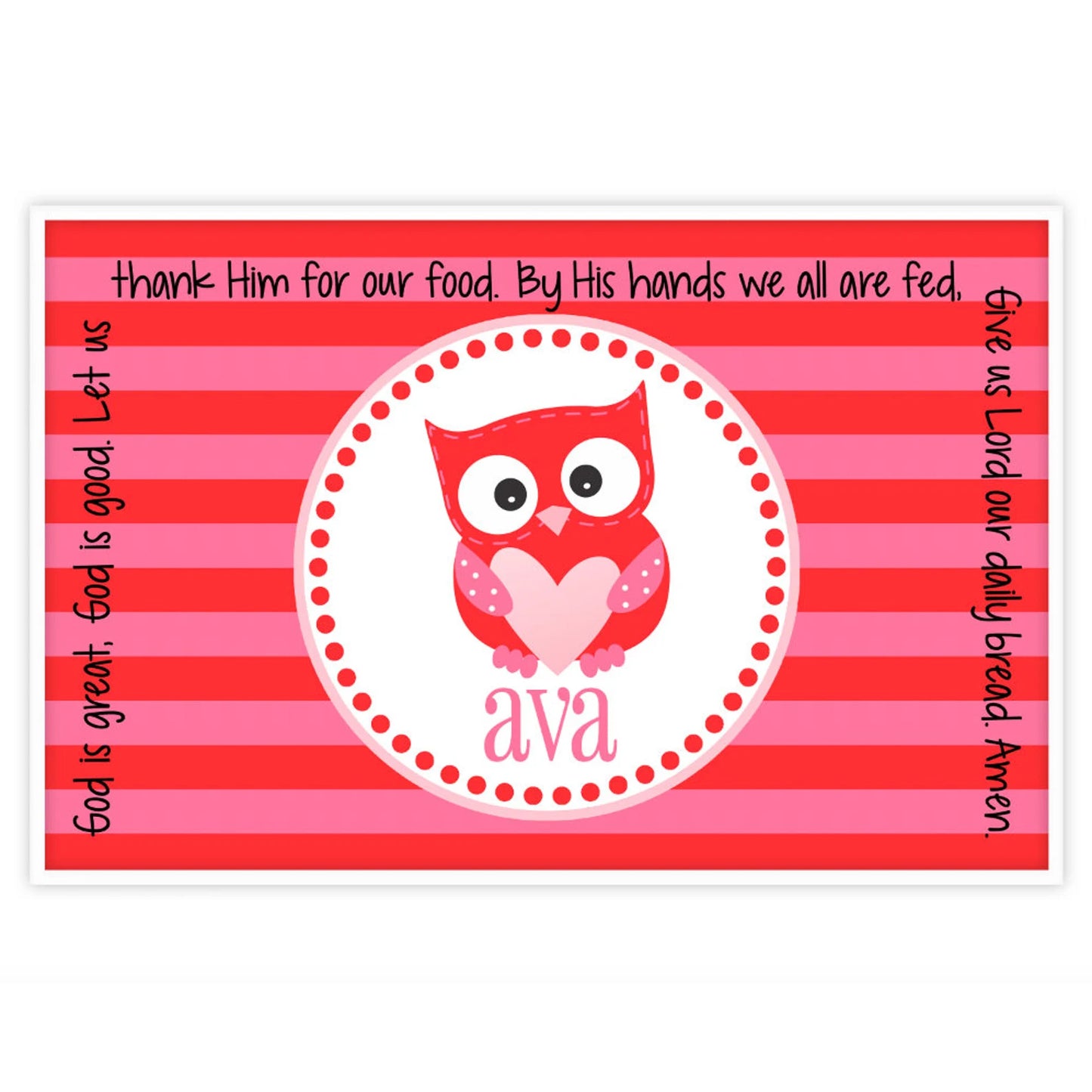 Valentine's Day Owl Personalized Grace Placemat