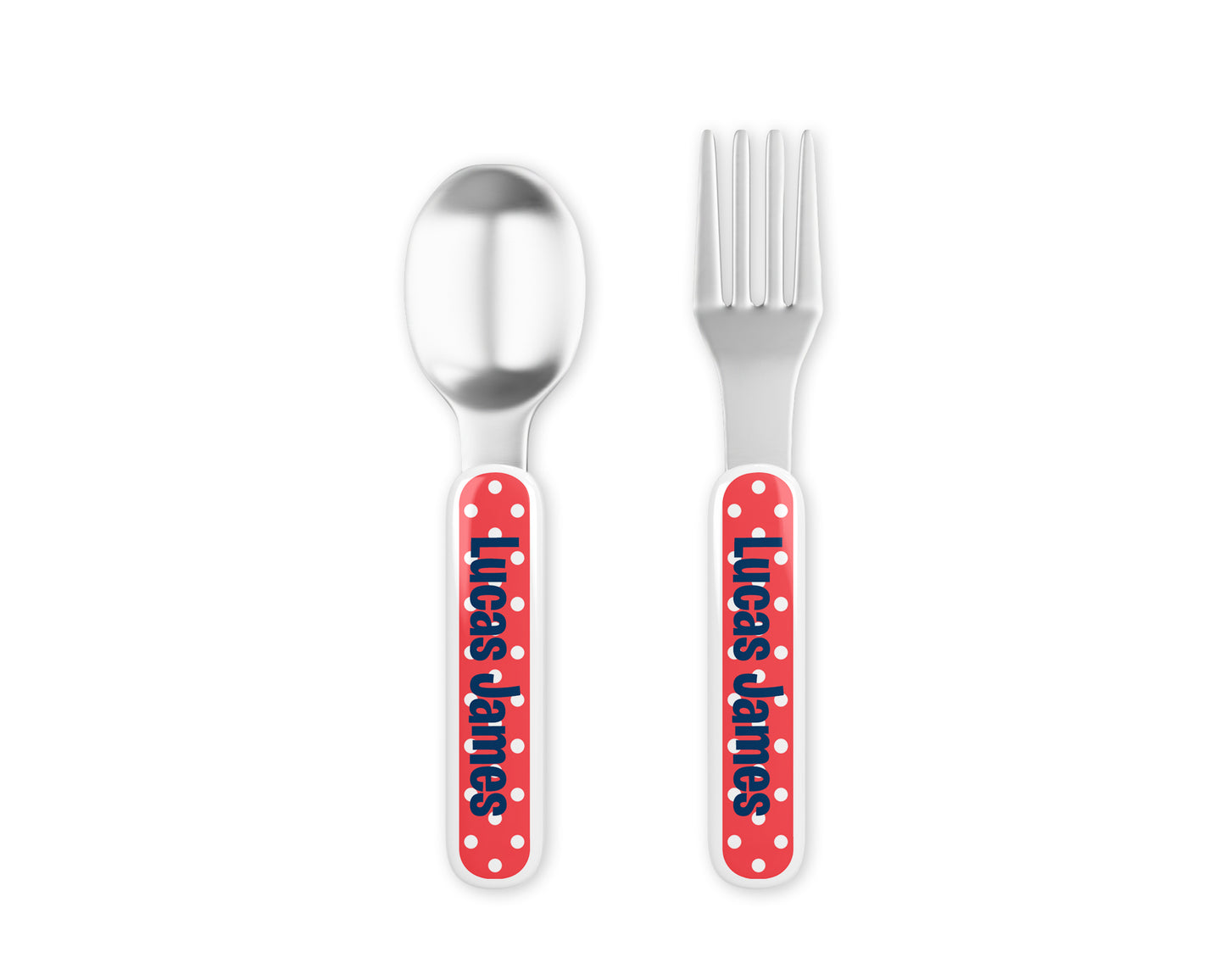 Polkadots Red Toddler Personalized Silverware