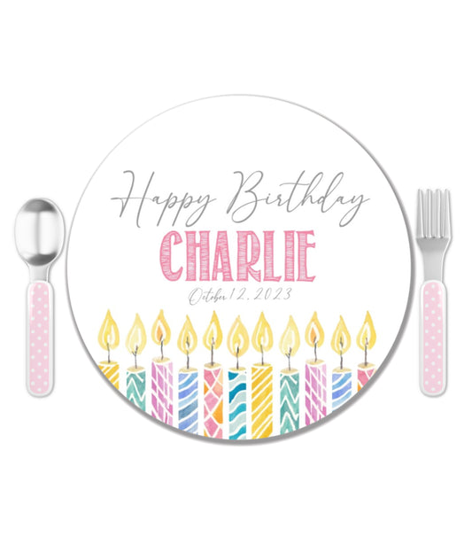 Personalized Pastel Candles Birthday Plate