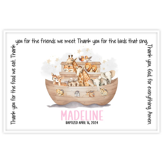 Noah's Ark Girl Watercolor Grace Placemat